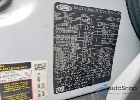 2019 Land Rover Range Rover Velar R-Dynamic Se from USA, damaged, VIN SALYL2EX1KA785260